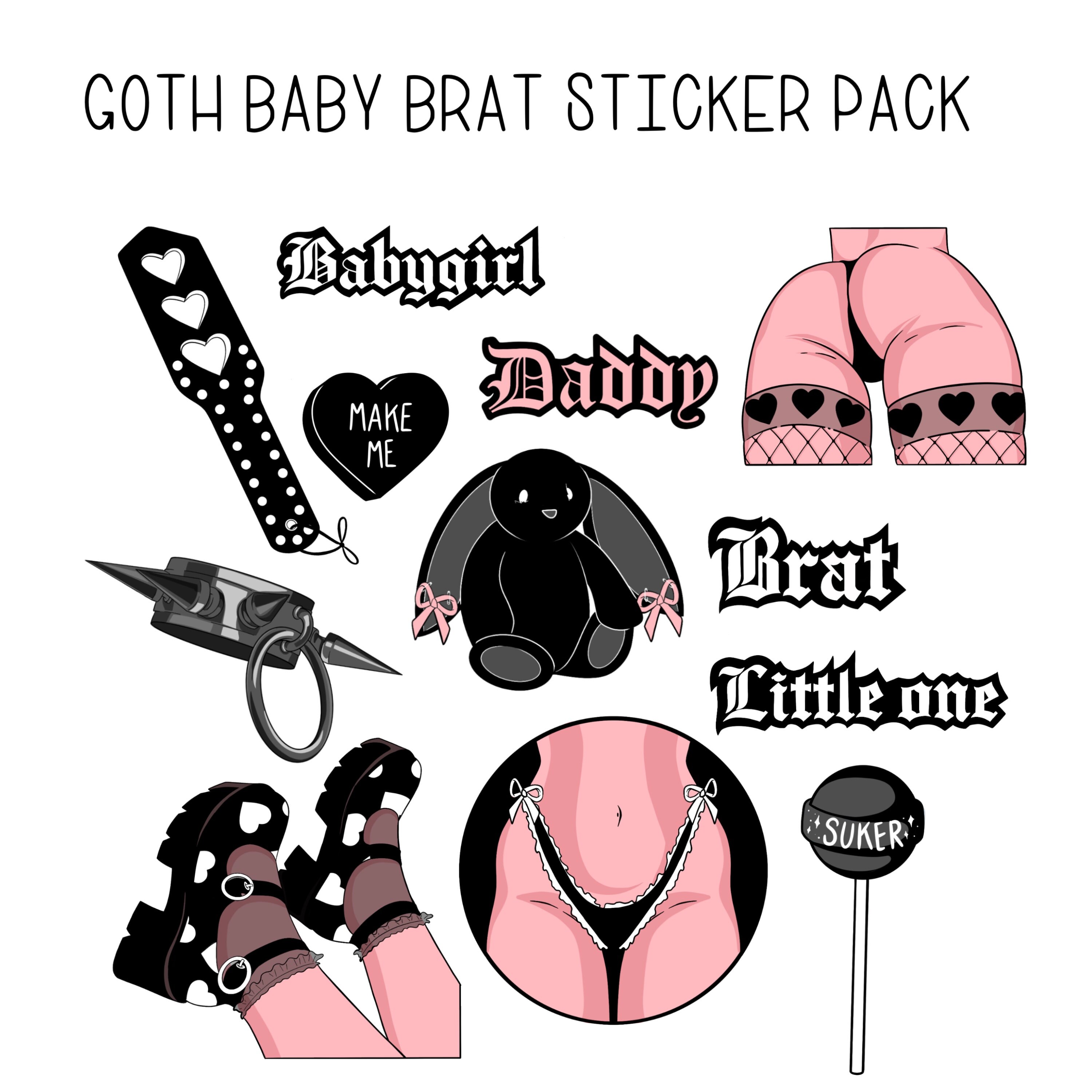 Goth Baby Brat Sticker Pack 13, 3 Inch Stickers BDSM  Kink - Etsy