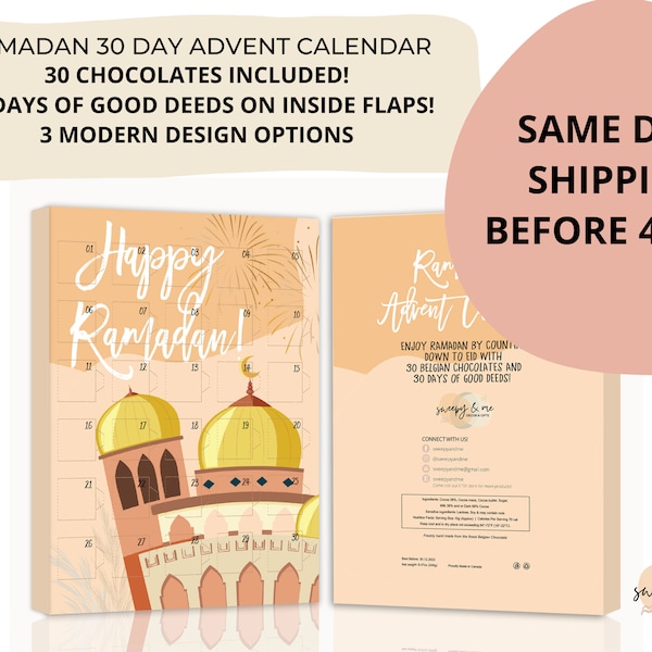 Ramadan Advent Calendar, Ramadan Chocolate Calendar, Good Deeds Cards, Countdown to Eid, 30 Good Deeds,Ramadan Decor, Eid Decor,