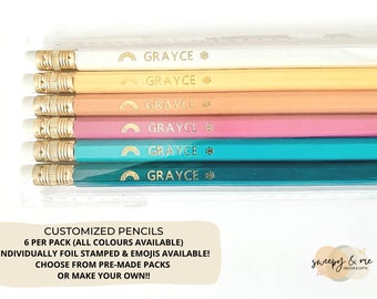 Foil Stamped Pencils, Customized Pencils, Teacher Gift, Stocking Stuffers, Personalized Pencils, Christmas Gifts, Back to School Gifts