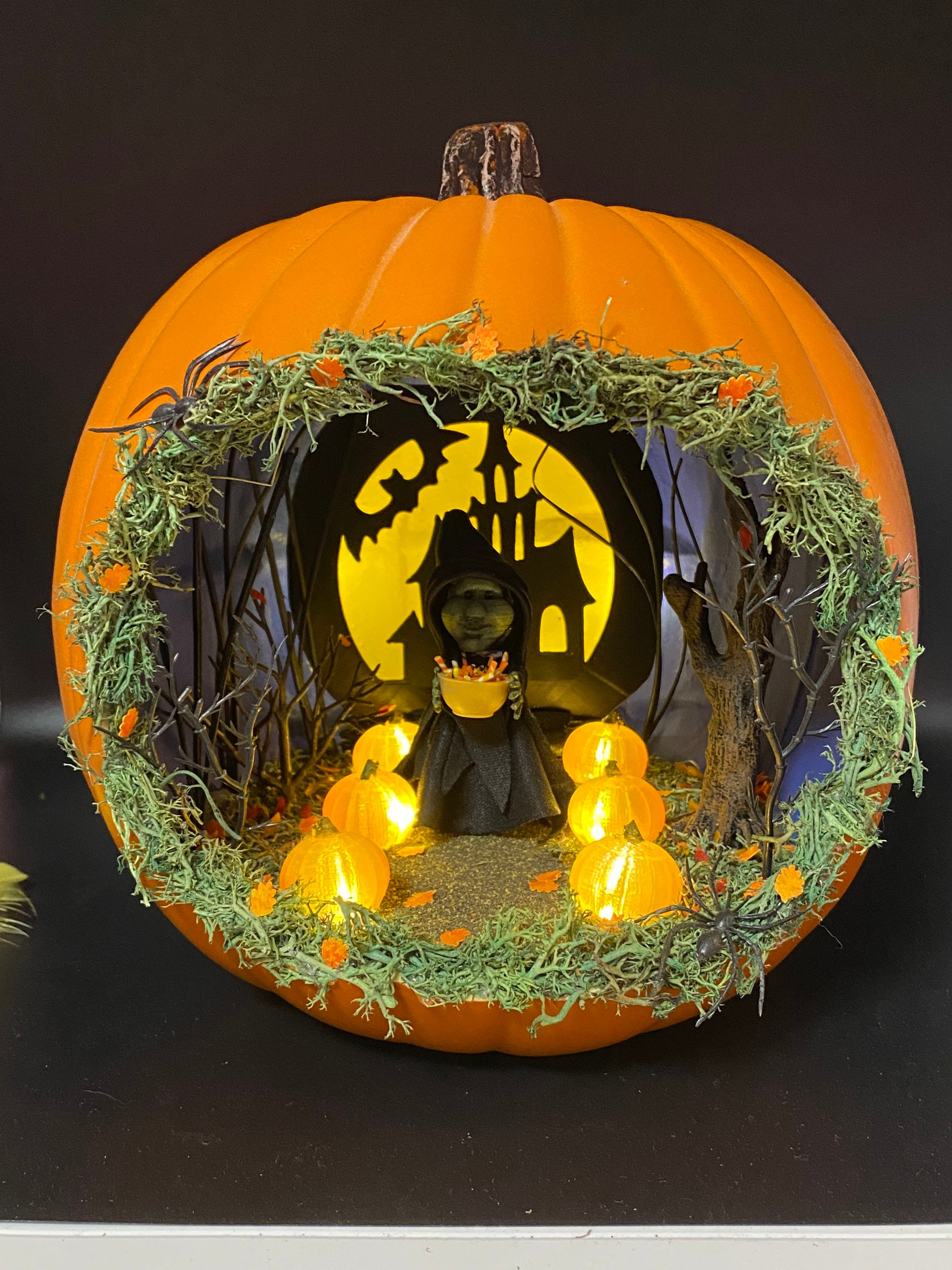 Pumpkin Halloween Diorama With Witch Passing Out Candy - Etsy
