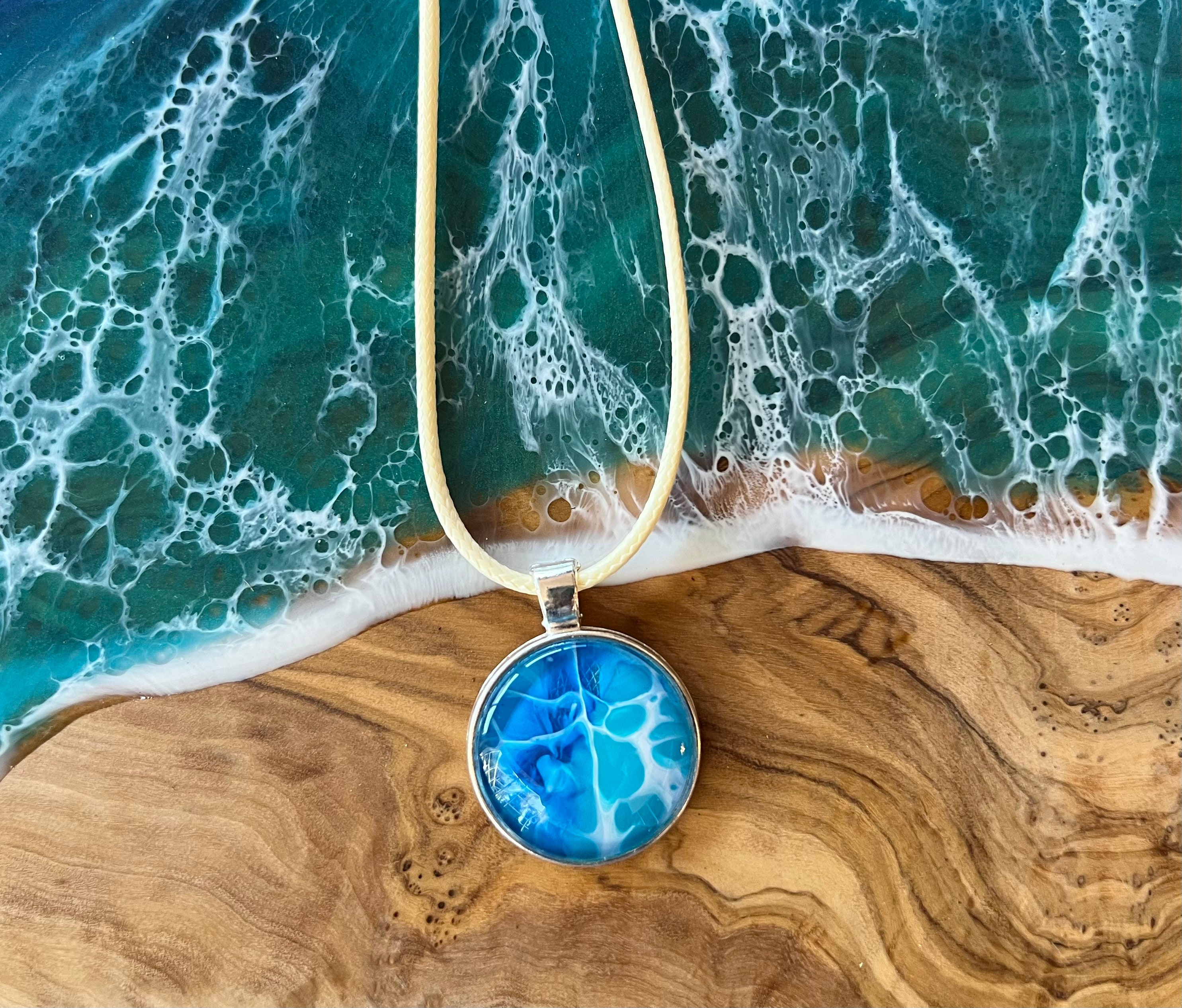 Custom Painted Acrylic Bloom Pour Necklace, Abstract Art, Jewelry