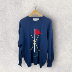 Pringle Sports Faldo jaren &#39;90 vintage trui Wolle Shetland Cricket blauw L