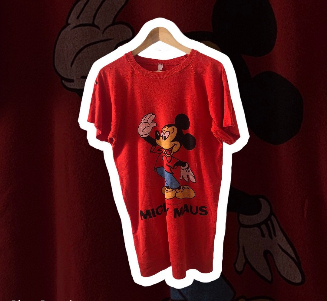 Original Disney 1983 Walt Disney Mickey Mouse T-Shirt with Frontprint orange size S/M