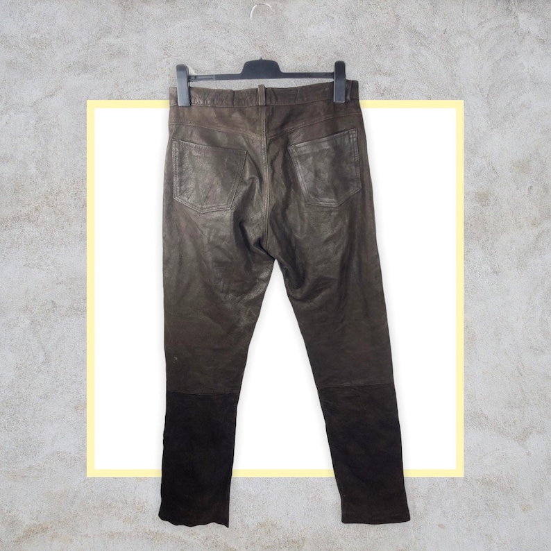 Traction 80s 90s vintage Echtleder Hose genuine leather pants straight fit braun size 32