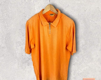 Colours of the world 90s vintage Polohemd frottee orange size M