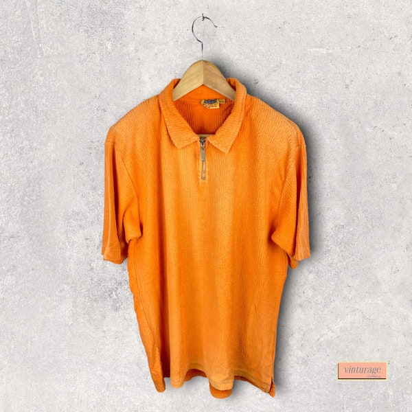 Colours of the world 90s vintage Polohemd frottee orange size M