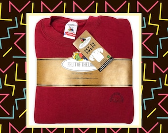Fruit of the Loom 80s 90 vintage Deadstock Set In Sweat Pullover Sweatshirt Neu mit Etikett und Logo Stick USA rot size XL oversized