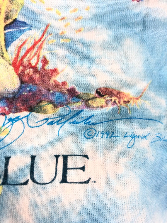 Rare Liquid Blue 80s 90s vintage Coral Reef Batik… - image 3