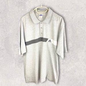Adidas 90s Y2K vintage Polohemd mit Logo grau schwarz size XL