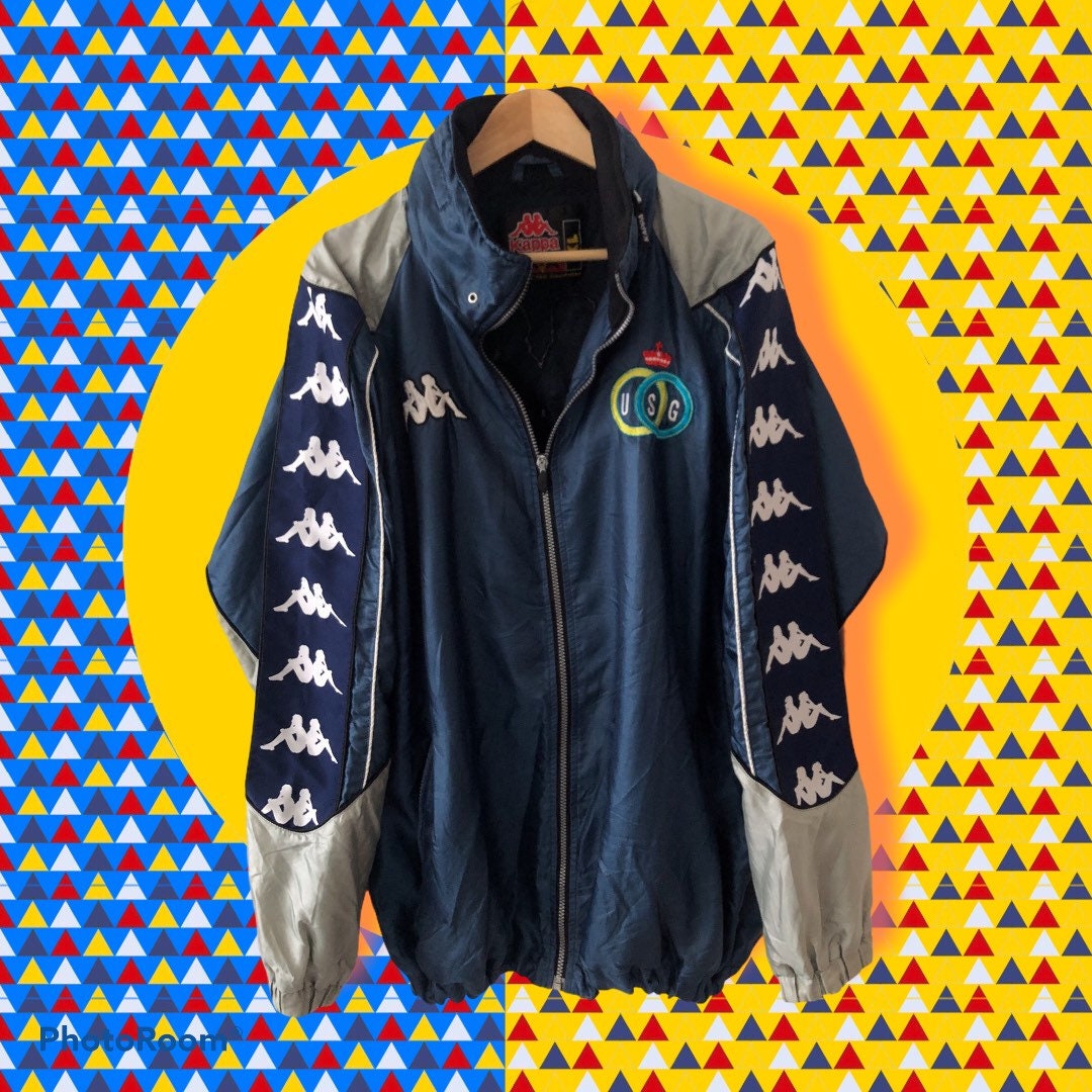 Rare Kappa Pro Etsy Gara Stitched Belgian Equipment Track St.gilloise Sportsclub 90s XL Size Union Denmark Jacket - FC Vintage Blue Official