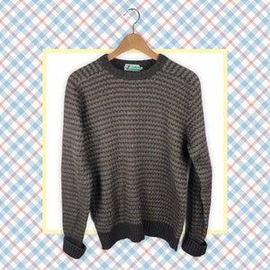 Zanella 80er 90er vintage Made in Italy Strickpullover crazy pattern mit coolem Strickmuster braun beige gestreift Gr. L