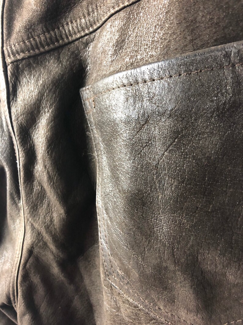Traction 80s 90s vintage Echtleder Hose genuine leather pants straight fit braun size 32