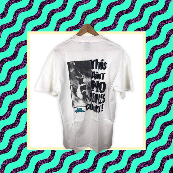 No Fear 80s 90s vintage -this aint no peoples court- deadstock singlestitched Surfer Skater T-Shirt printed und made in USA weiß size L