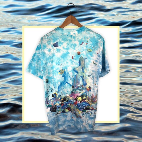 Rare Liquid Blue 80s 90s vintage Coral Reef Batik… - image 2