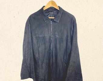 Vintage Wildlederjacke Schwarz Lederjacke L