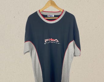 Fila Y2K vintage gym T-shirt 2000er Fitness Spellout schwarz grau L