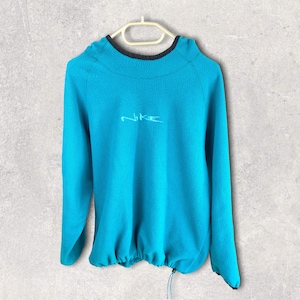Nike 00s vintage y2k Fleece Hoodie Pullover blau türkis size L