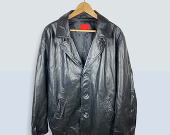 Chaqueta de cuero vintage Offset 80s 90s hecha de cuero nappa en un aspecto de matriz RnB hip-hop fresco de los 90 y muchos detalles tamaño negro L