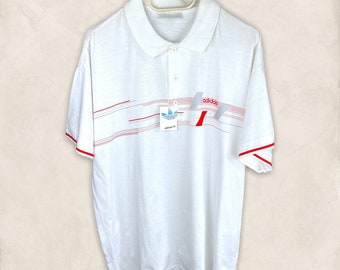 Adidas 90s vintage Tennis Polo Shirt deadstock printed weiß size XL