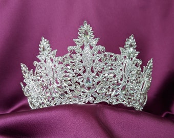 TiaraParadise, la corona de la reina, tiaras de boda para mujer. encantadora corona nupcial para sus magníficas bodas, corona plateada, tiara plateada