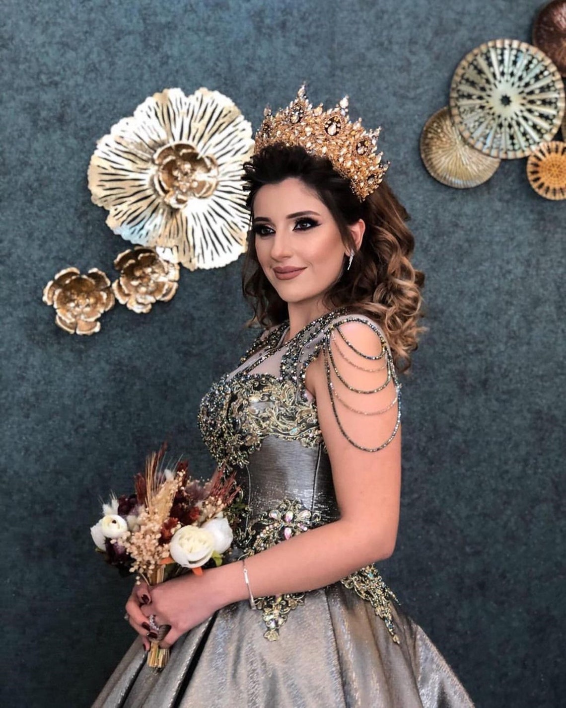 Tiara Alta 7,5 Cm Per Sposa – Corona Da Ballo Principessa, Donna, Matrimonio