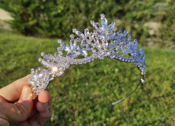 Cubic Zirconia Silver Wedding Tiara, Bridal Crown - Etsy display picture 3