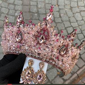 Tiaras for women,zircon crown,queen crown,pink crown,wedding,wedding tiara,bridal headpieces,wedding headpieces,rosegold