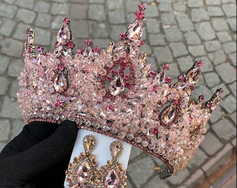 Tiaras para mujer, corona de circón, corona de reina, corona rosa, boda, tiara de boda, tocados de novia, tocados de boda, oro rosa