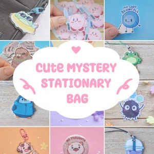 Adorable sac mystère avec autocollant, porte-clés...// Papeterie kawaii