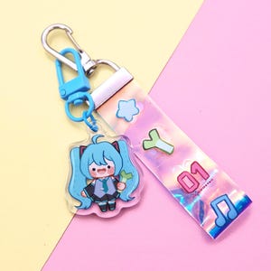 Hatsune Miku Holographic lanyard Keychain