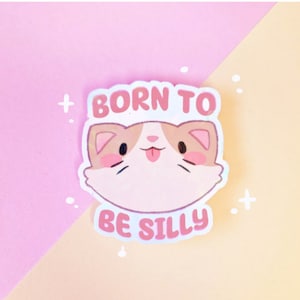 Memesticker Born to be Silly Cat, cadeau dagboek huisdier