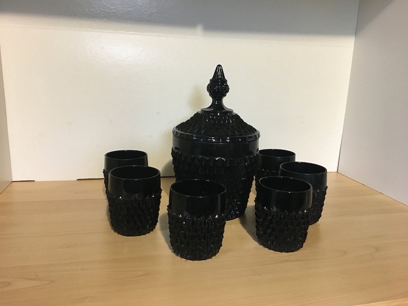 Vintage Indiana Glass Tiara Black Diamond Point Etsy