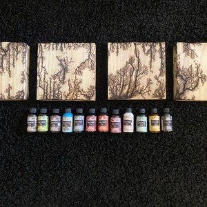 4 Fractal Wood Burned Wall Hanging Art Squares Choose Your Color