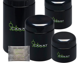 CANNY UV Jar With Humidity Pack- Storage Herb Glass Stash Jar and Air-Tight Lid Smell Proof Container Odor Resistant