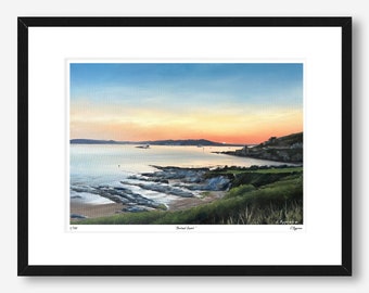 Bovisand Beach Art Print - Home/Office Wall Decor - Beach Seascape - Gift - Sunset - Plymouth Sound