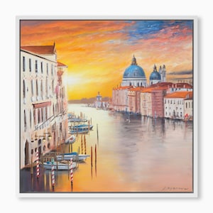 Venice Sunset Painting - Original Painting - Wall Art - Wall Decor - Art - Seascape Painting - Italy - Venetian - Gondola - Grand Canal