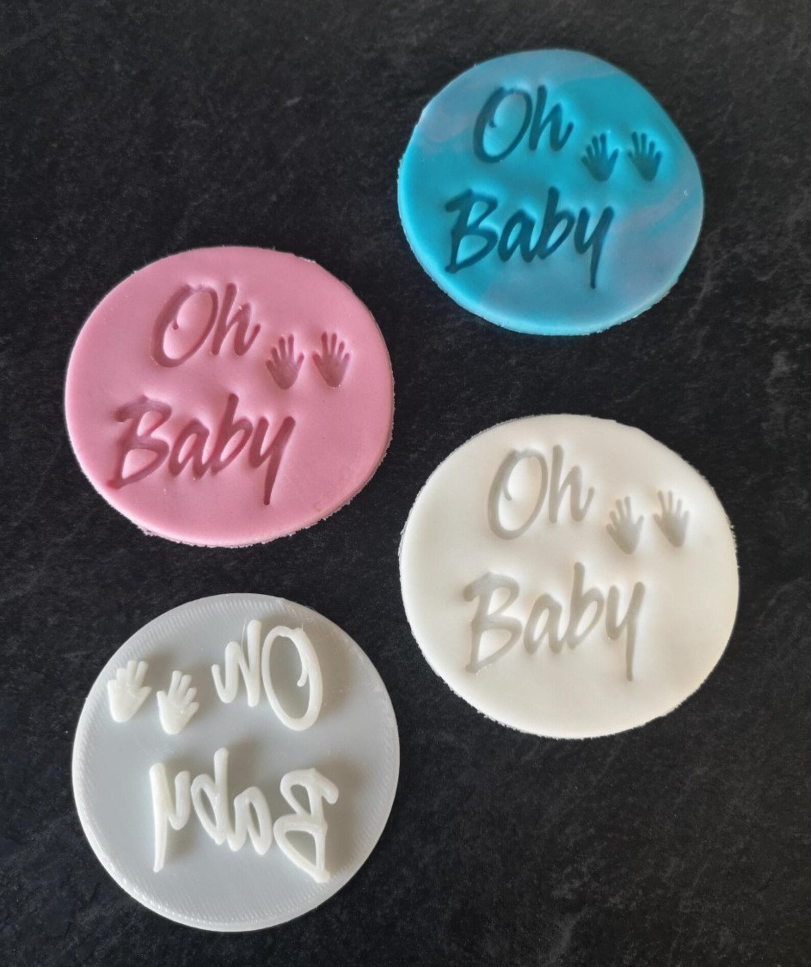 Oh baby embossed fondant cookie stamp for baby shower Etsy
