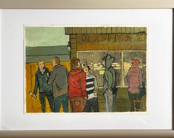 A quiet evening, a warm glow | Framed unique wall painting | the plot is taken from simple life.