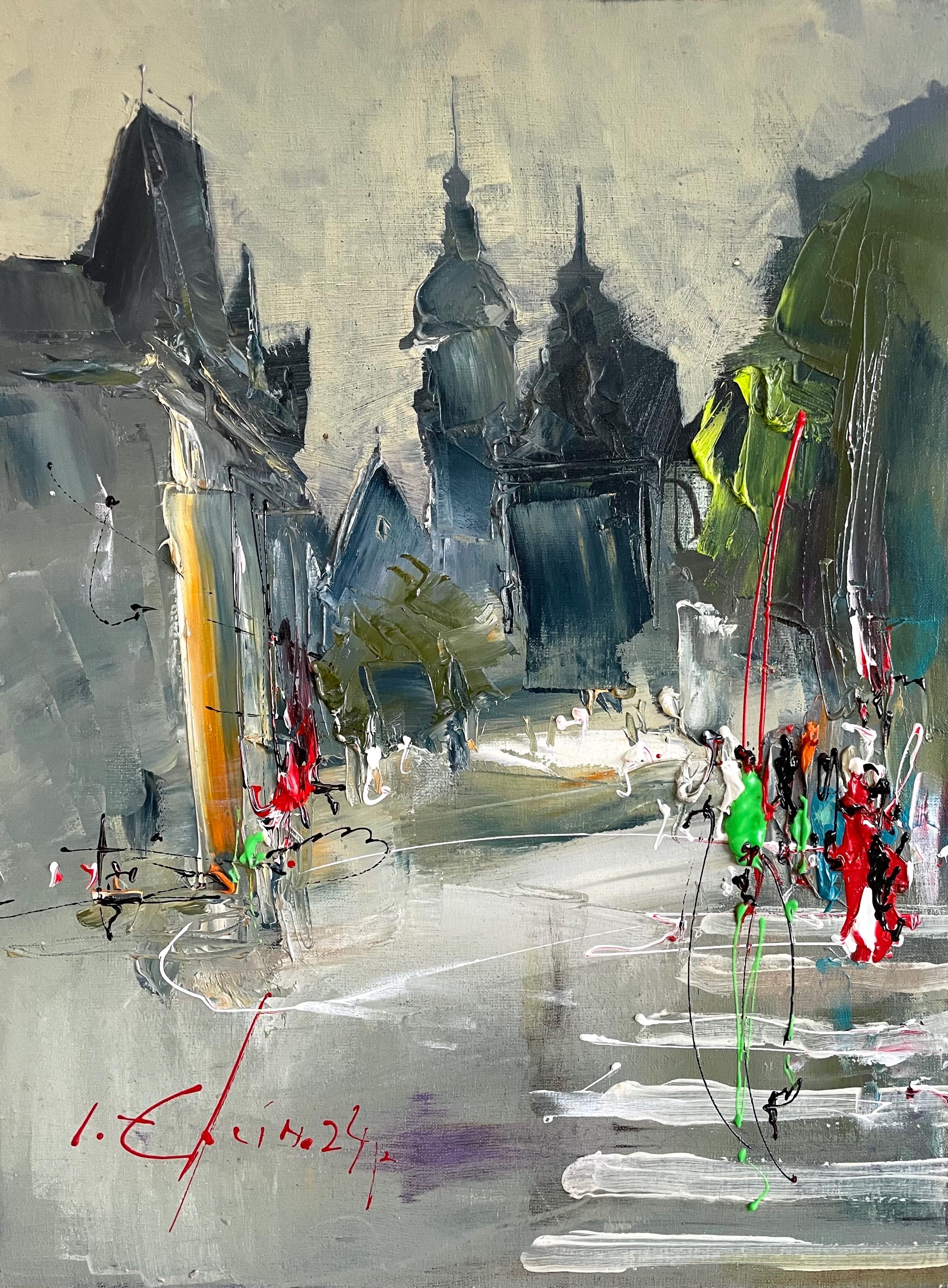 mood and expression | Lviv. Gray city of goodness | original oil painting on canvas. from a well-known master - Ihor Yevsin