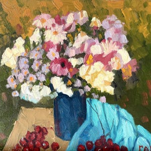 Pintura a óleo magistral. “Flores” do Artista Igor Gapon.