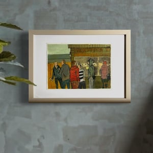 Una serata tranquilla, un caldo chiarore. Dipinto murale unico.