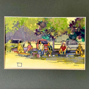 incorniciato in un passe-partout / Un pezzo bellissimo e nostalgico per chiunque apprezzi l'arte tranquilla e osservativa / dipinto murale unico