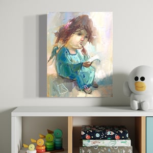Hermoso Ángel / Pintura al óleo original sobre lienzo "Carta" 13,78ʼ / de la serie "Ángeles sobre lienzo" / El mejor regalo para ella.