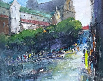 Pintura al óleo única y texturizada sobre lienzo. &quot;Lviv. Después&quot; 2023. del conocido maestro Igor Yevsin