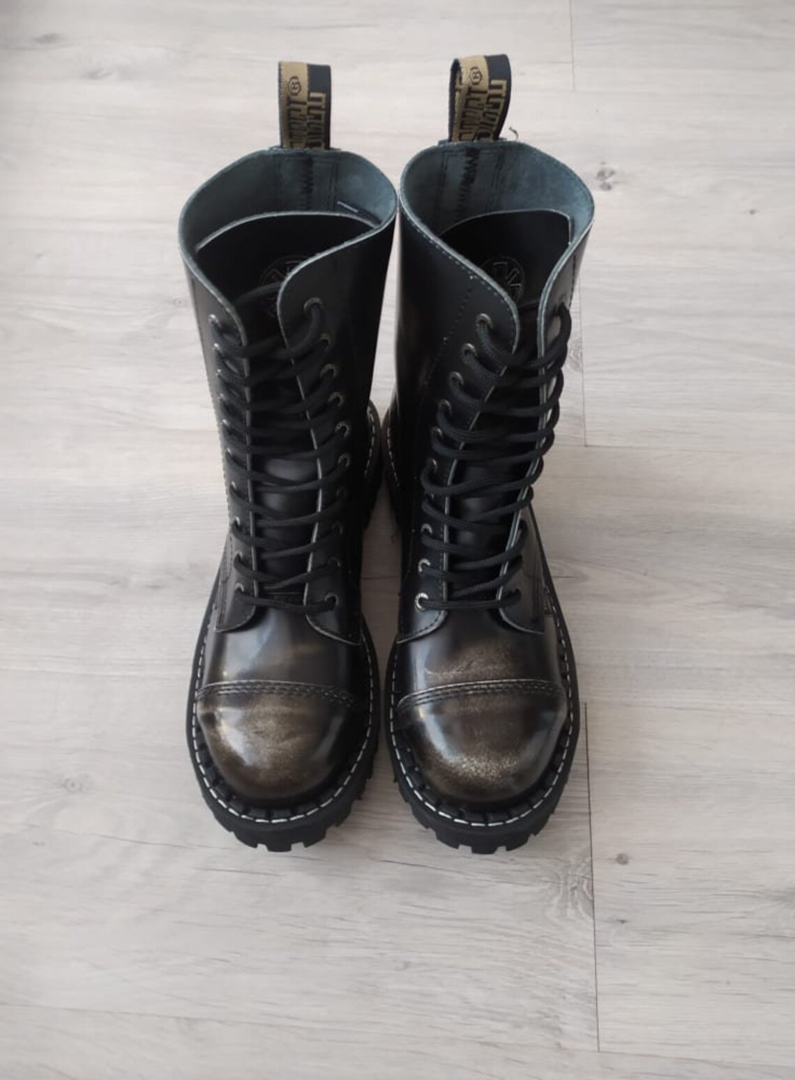 Steel Boots 10 Eyelets White Rub Offmen's shoes leather Etsy