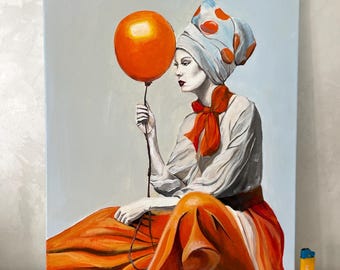 Original Contemporary Elegant Painting |   Acrylic on Canvas by Female Artist 19,69” | Signed