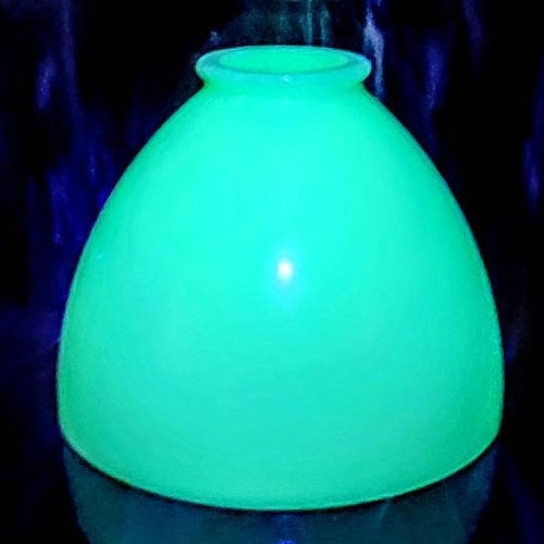 Vintage Uranium Custard Pressed Glass (Queens cheapest Ivory) Lamp Shade Chimney Cover Circa 1920's