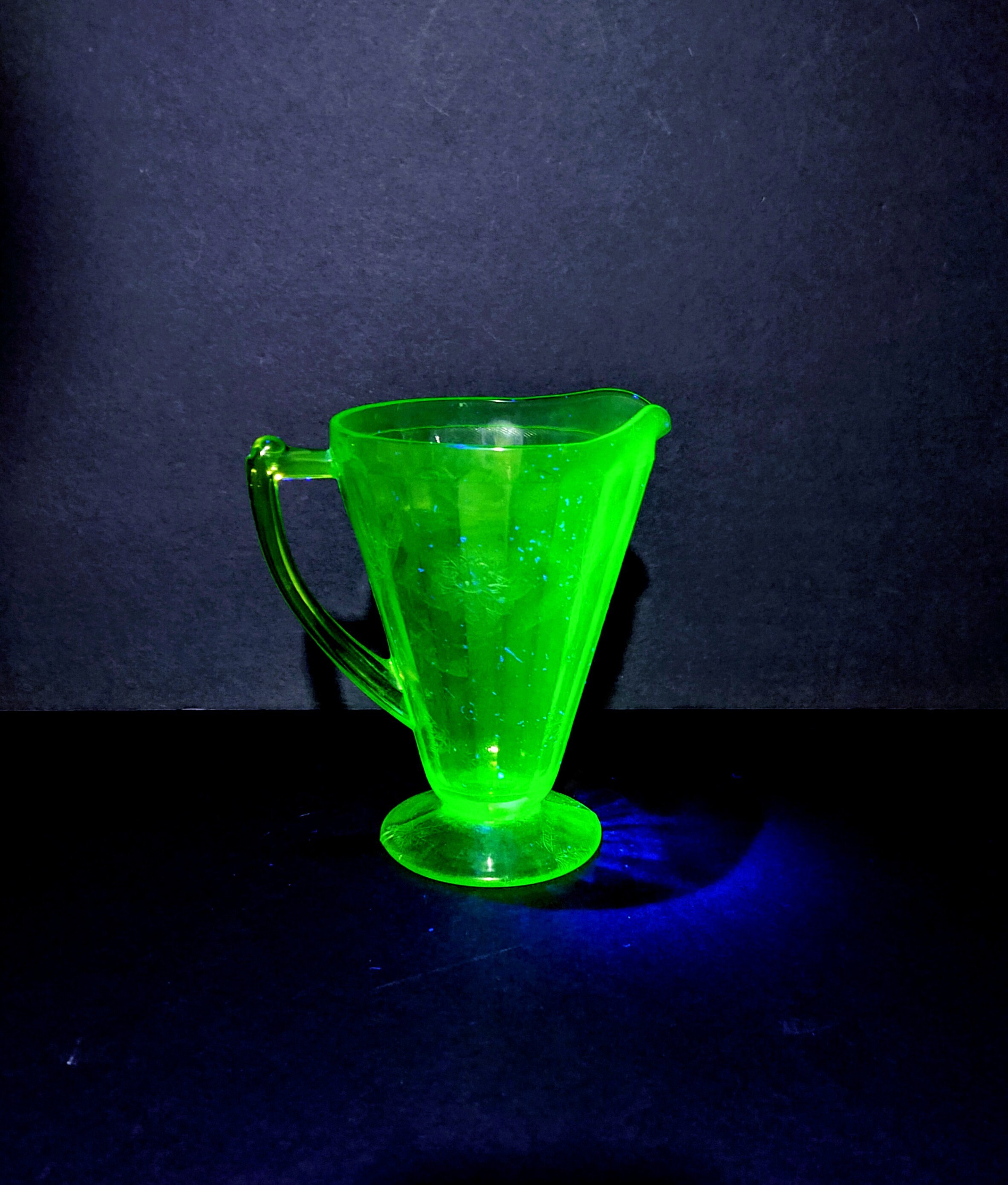 Jeanette Glass Vintage Green Depression Glass Footed Pitcher