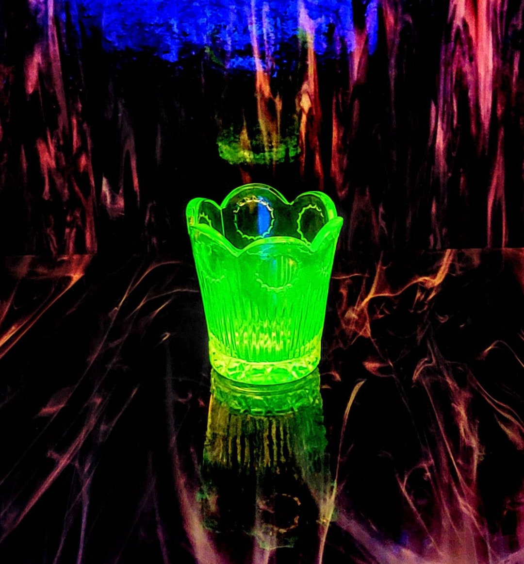 Vintage EAPG Vaseline Uranium Bottle Cap Imprint Vertical Etsy