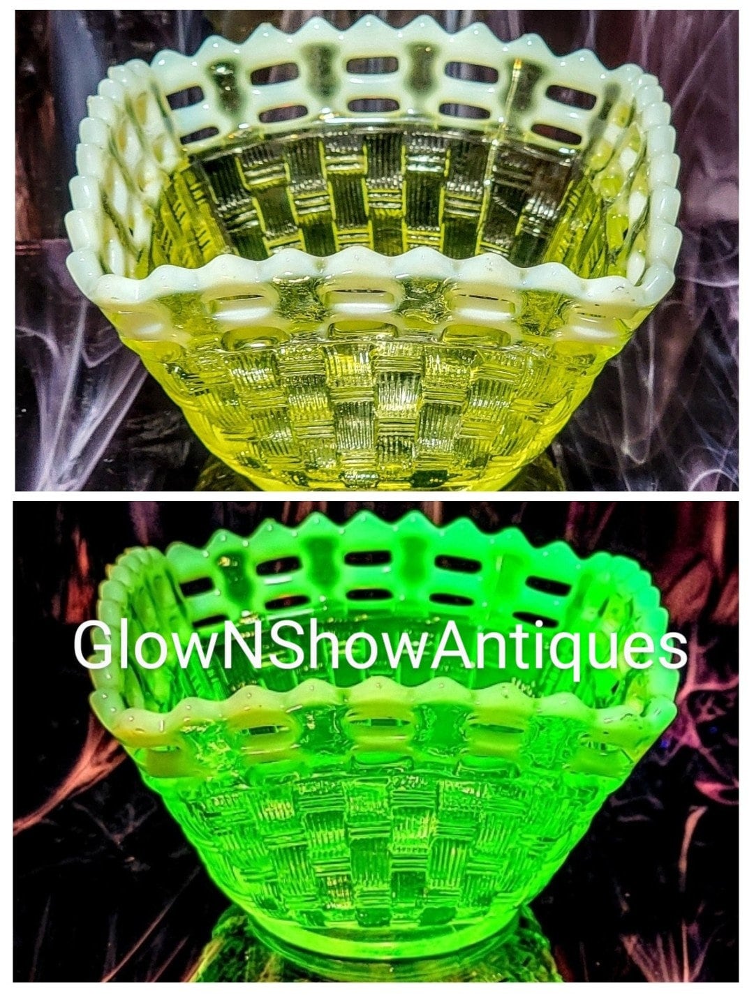 工芸品  Pampula vase 90mm A.D. Copier, Unique green vase with tin crackle, Glass